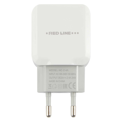 

Сетевое зарядное устройство REDLINE NC-2.4A, 2xUSB, 2.4A, белый, NC-2.4A