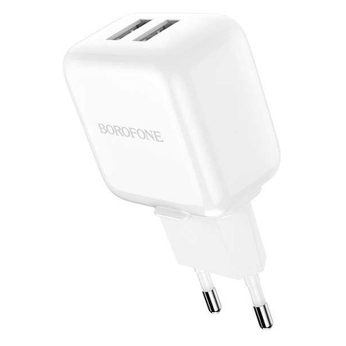 

Сетевое зарядное устройство Borofone BA18 Vigorous, 2xUSB, 2.1A, белый, Borofone BA18 Vigorous