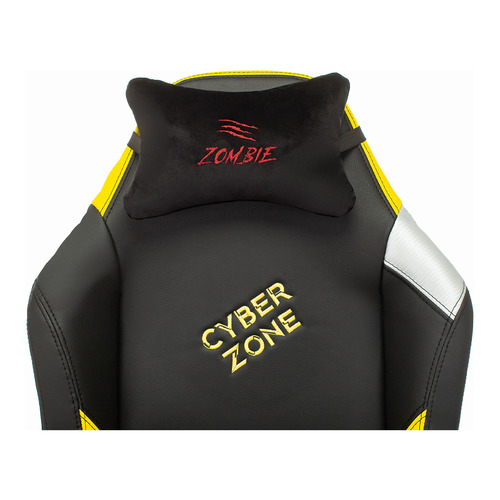 фото Кресло игровое zombie hero cyberzone pro, на колесиках, искусственная кожа, черный/желтый