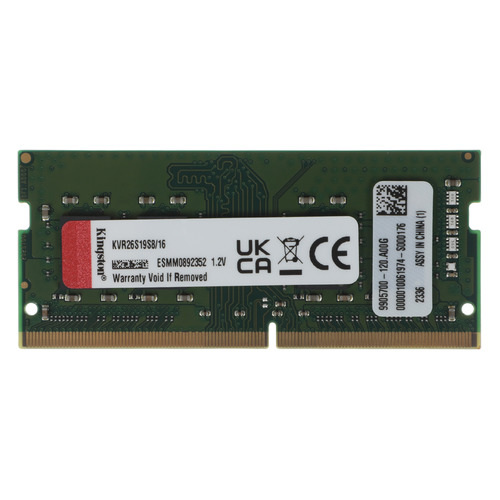 

Модуль памяти Kingston VALUERAM KVR26S19S8/16 DDR4 - 16ГБ 2666, SO-DIMM, Ret, KVR26S19S8/16