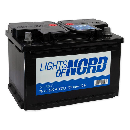

Аккумулятор автомобильный LIGHTS OF NORD 6CT-75NR 75Ач 600A, 6CT-75NR