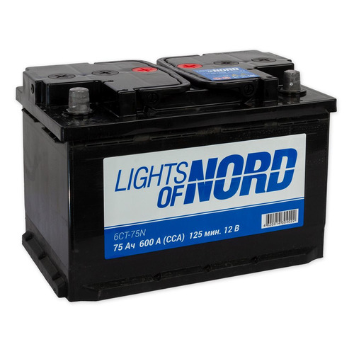 

Аккумулятор автомобильный LIGHTS OF NORD 6CT-75N 75Ач 600A, 6CT-75N