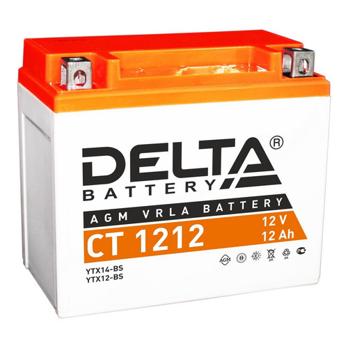 

Аккумулятор для мотоциклов DELTA BATTERY CT 1212 12Ач 180A, CT 1212