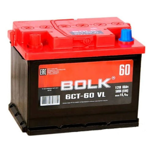 

Аккумулятор автомобильный BOLK AB 601 60Ач 500A, AB 601