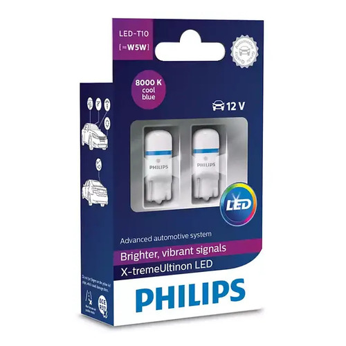 

Лампа автомобильная светодиодная Philips 127998000KX2, W5W, 12В, 8000К, 2шт, 127998000KX2