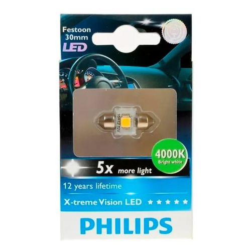 фото Лампа автомобильная светодиодная philips 12940x1, t14x30 led, 12в, 1шт