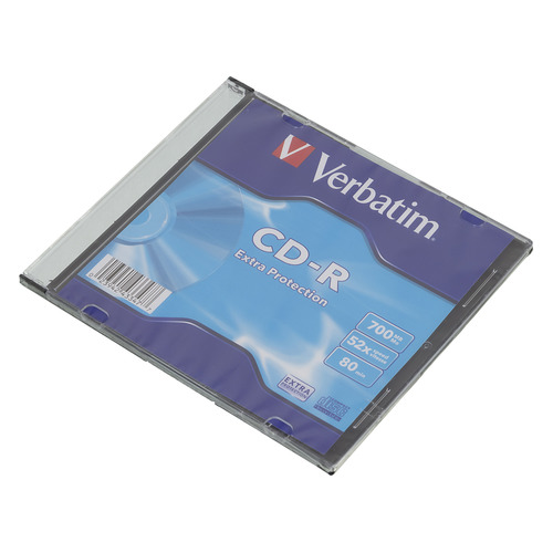

Оптический диск CD-R VERBATIM 700МБ 52x, 1шт., slim case [43347], Нет