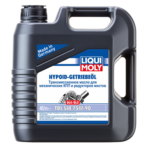 фото Масло трансмиссионное полусинтетическое liqui moly hypoid-getriebeoil tdl, 75w-90, 4л [3939]