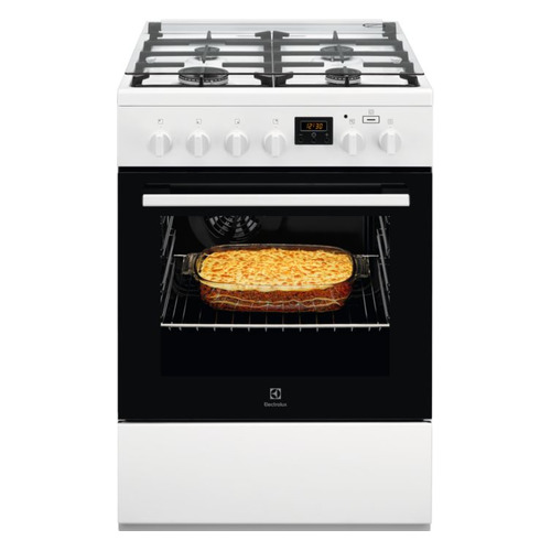 

Газовая плита Electrolux RKK660201W, электрическая духовка, стеклянная крышка, белый и черный, RKK660201W