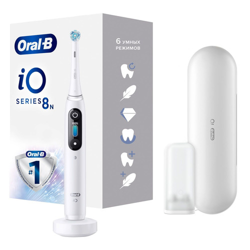 фото Электрическая зубная щетка oral-b io series 8/iom8.1a1.1bd wt, цвет: белый [80349101]