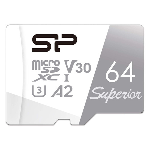 

Карта памяти microSDXC UHS-I U3 Silicon Power Superior 64 ГБ, 100 МБ/с, Class 10, SP064GBSTXDA2V20SP, 1 шт., переходник SD, SP064GBSTXDA2V20SP