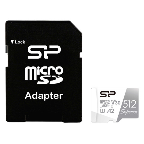 

Карта памяти microSDXC UHS-I U3 Silicon Power Superior 512 ГБ, 100 МБ/с, Class 10, SP512GBSTXDA2V20SP, 1 шт., переходник SD, SP512GBSTXDA2V20SP