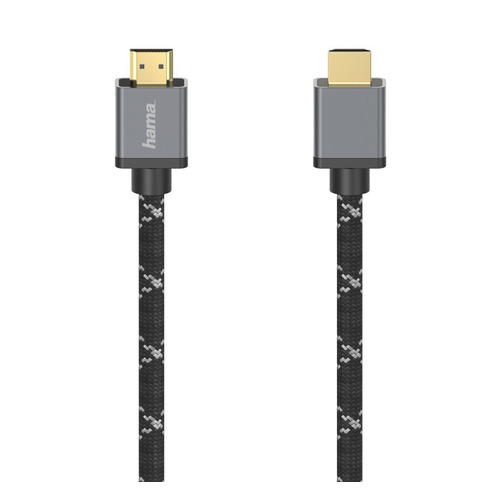 фото Кабель video hama h-205238, hdmi (прямой) - hdmi (прямой), gold , круглое, 1м, серый [00205238]