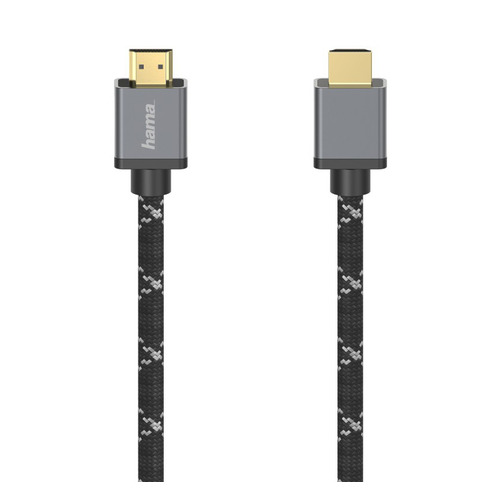 фото Кабель video hama h-205239, hdmi (прямой) - hdmi (прямой), gold , круглое, 2м, серый [00205239]