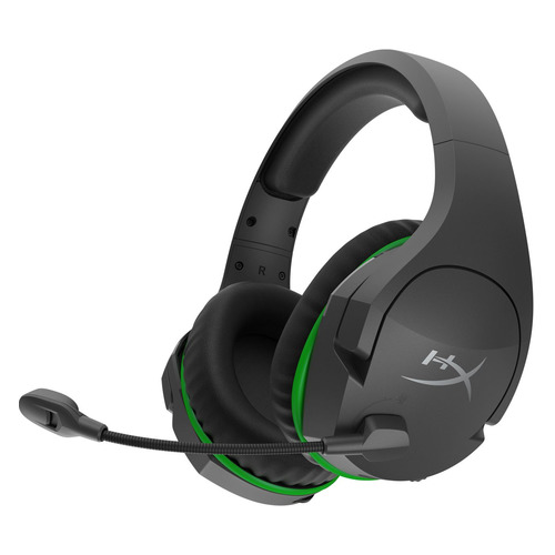 фото Гарнитура игровая hyperx core xbox, для пк и игровых консолей, накладные, радио, черный / зеленый [hhss1c-dg-gy/g]