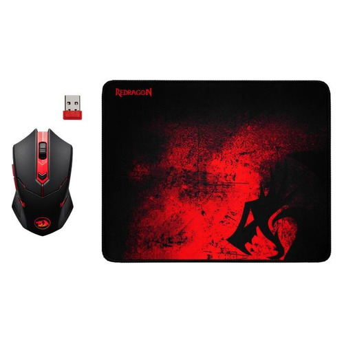 фото Мышь redragon m601wl-ba, игровая, оптическая, беспроводная, usb, черный и красный [78227]