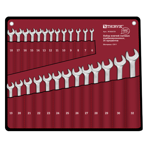 

Набор ключей THORVIK W3S26TB, 26 предметов [052610], W3S26TB
