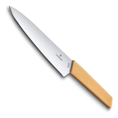 

Нож кухонный Victorinox Swiss Modern, разделочный, 190мм, заточка прямая, стальной, желтый [6.9016.198b], Swiss Modern