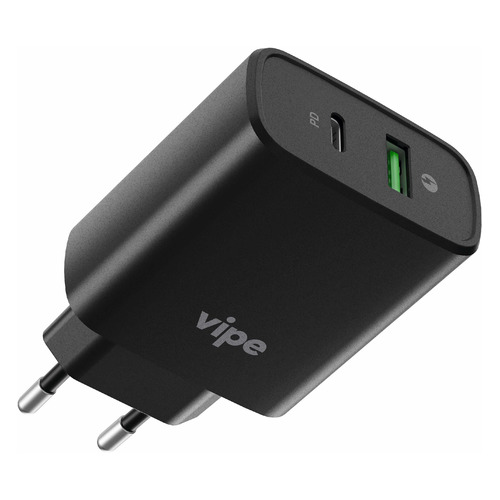 фото Сетевое зарядное устройство vipe 38w, usb + usb type-c, 3a, черный noname