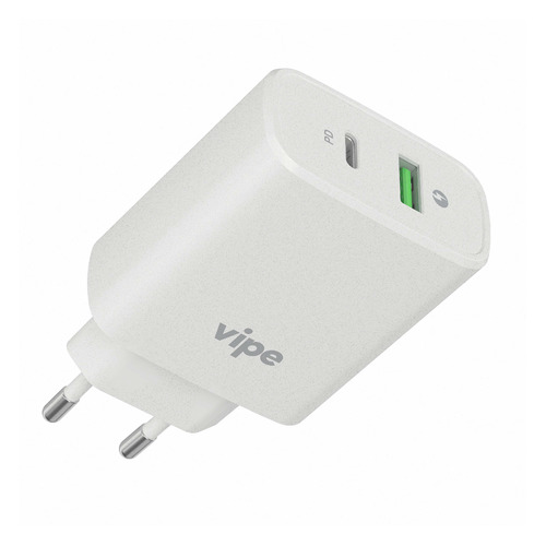 фото Сетевое зарядное устройство vipe 38w, usb + usb type-c, 3a, белый noname