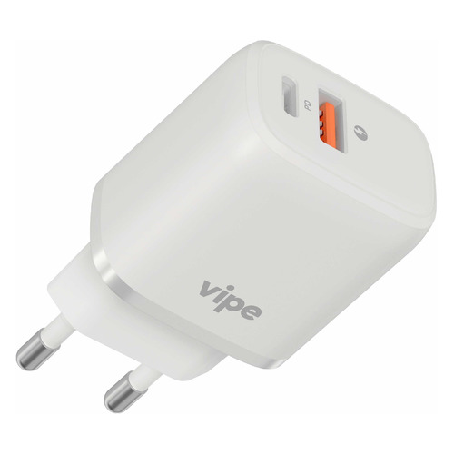 фото Сетевое зарядное устройство vipe 20w, usb + usb type-c, 3a, белый noname