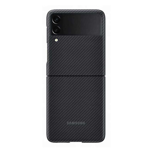 фото Чехол (клип-кейс) samsung aramid cover, для samsung galaxy z flip3, черный [ef-xf711sbegru]