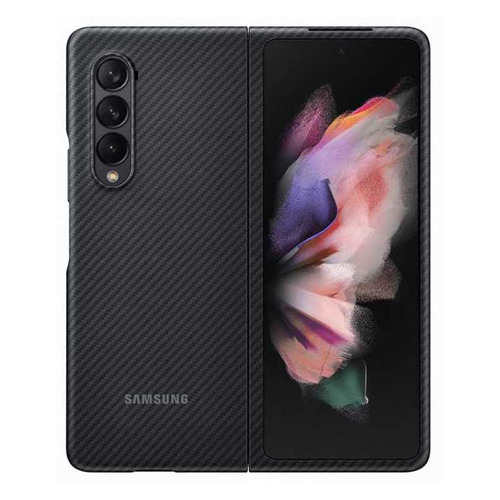 фото Чехол (клип-кейс) samsung aramid cover, для samsung galaxy z fold3, черный [ef-xf926sbegru]