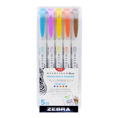 

Набор ручек капилляр. Zebra mildliner brush and marker warm (79305) ассор. двойной пиш. наконечник 5, mildliner brush and marker warm