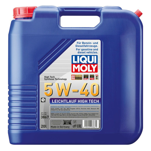 фото Моторное масло liqui moly leichtlauf high tech 5w-40 20л. синтетическое [3867]