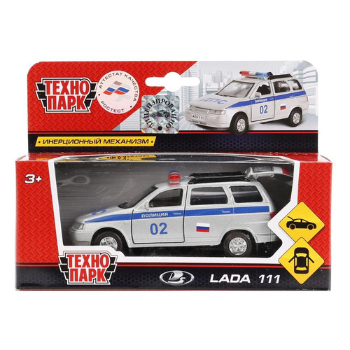 

Игрушка Технопарк Lada 111, полицейская машина [sb-16-67-p-wb], Серебристый, Lada 111