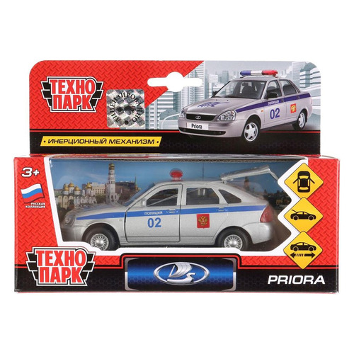 

Игрушка Технопарк Lada Priora, полицейская машина [sb-18-22-lp(p)wb], Серебристый, Lada Priora