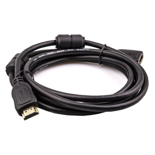 фото Кабель-удлинитель аудио-видео telecom tcg200mf-2m, hdmi (m) - hdmi (f) , ver 2.0, 2м, gold ф/фильтр, черный noname