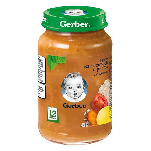 

Пюре GERBER мясное, Рагу из индейки с рисом, с 12 месяцев, 190 г [12366347], Рагу из индейки с рисом