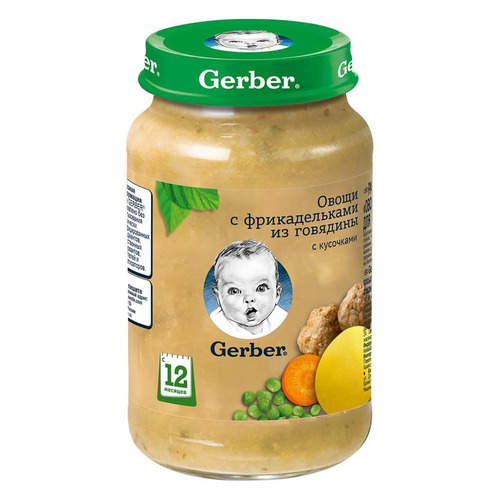 

Пюре GERBER мясное, Овощи с фрикадельками из говядины, с 12 месяцев, 190 г [12366330], Овощи с фрикадельками из говядины