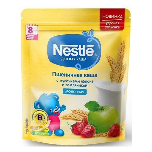 

Каша NESTLE молочная, мультизлаковая, Шагайка, яблоко, земляника, персик, с 12 месяцев, 220 г [12424657], Шагайка
