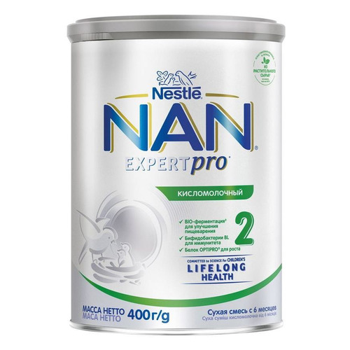 

Молочная смесь NAN Expert Pro Кисломолочный, 2 ступень, для улучшения пищеварения, с 6 месяцев, 400 г [12373500], Кисломолочный