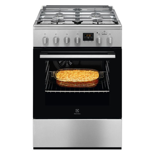 

Газовая плита Electrolux RKK660201X, электрическая духовка, стеклянная крышка, нержавеющая сталь и черный, RKK660201X