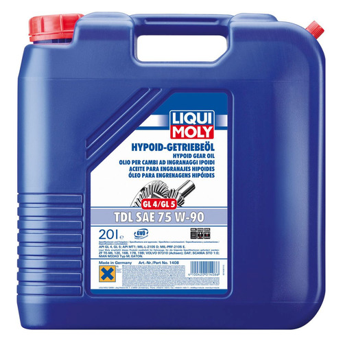 фото Масло трансмиссионное полусинтетическое liqui moly hypoid-getriebeoil tdl, 75w-90, 20л [1408]