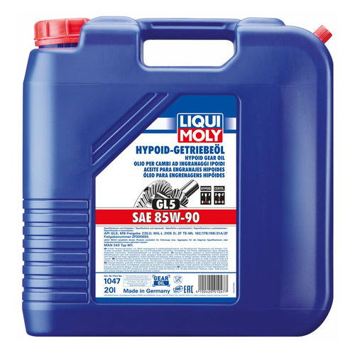 фото Масло трансмиссионное минеральное liqui moly hypoid-getriebeoil, 85w-90, 20л [1047]