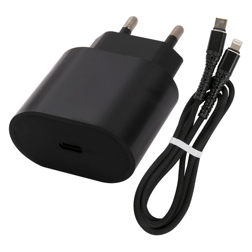 фото Сетевое зарядное устройство redline pd1-3a, usb type-c, 8-pin lightning (apple), 3a, черный