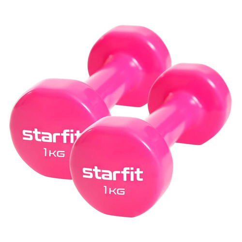 фото Набор гантелей starfit core db-101 2гант. 1кг винил. розовый (ут-00020381)