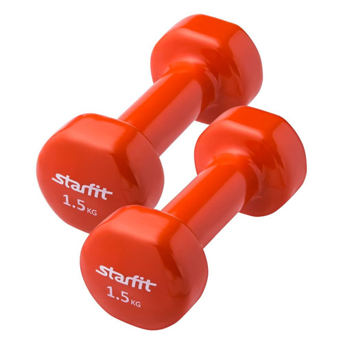 фото Набор гантелей starfit db-101 2гант. 1.5кг винил. оранжевый (ут-00019076)