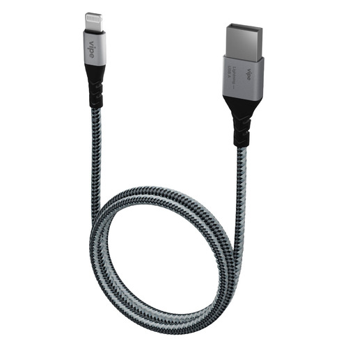 фото Кабель vipe, lightning (m) - usb (m), 1.2м, mfi, серый [vpcblmfinlngr] noname