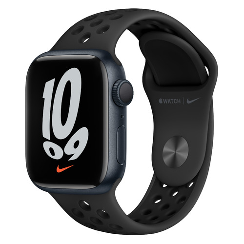 фото Смарт-часы apple watch nike series 7 mkn43ru/a, 41мм, темная ночь / антрацитовый/черный