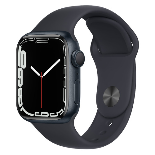 фото Смарт-часы apple watch series 7 mkmx3ru/a, 41мм, темная ночь / черный