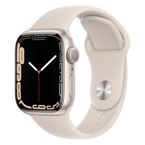 фото Смарт-часы apple watch series 7 mkmy3ru/a, 41мм, сияющая звезда / бежевый