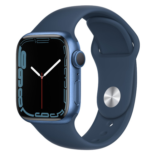 фото Смарт-часы apple watch series 7 mkn13ru/a, 41мм, синий / синий