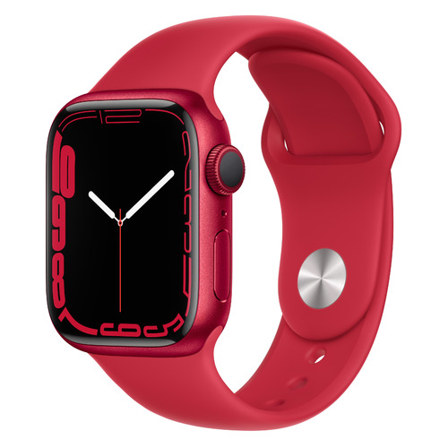 фото Смарт-часы apple watch series 7 mkn23ru/a, 41мм, красный / красный