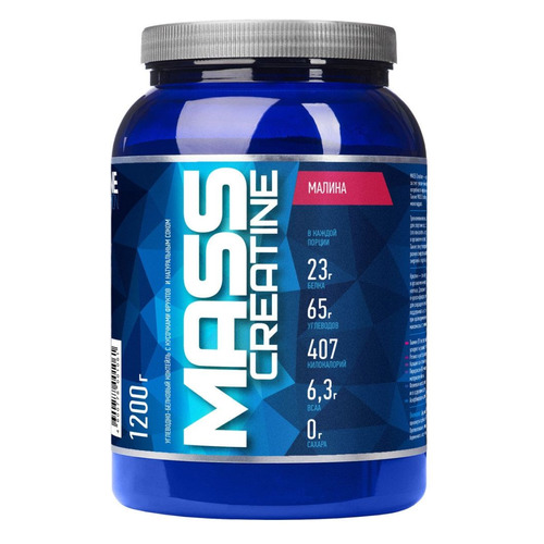 

Гейнер RLINE Mass+Creatine, 1, порошок, 1.2кг, малина, Mass+Creatine