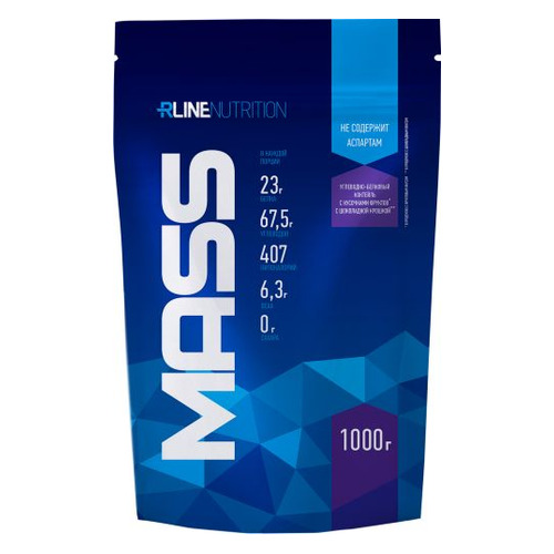 

Гейнер RLINE Mass, 1, порошок, 1кг, клубника, Mass